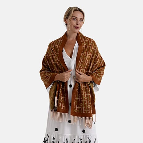 - Maisi Geometric Print Tassel Scarf (65 x 180cm) - Yellow