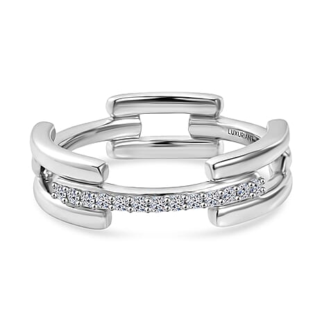 Luxuriant - SI-G-H Lab Grown Diamond Link Band Ring in Rhodium Overlay Sterling Silver