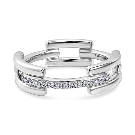 Luxuriant - SI-G-H Lab Grown Diamond Link Band Ring in Rhodium Overlay Sterling Silver