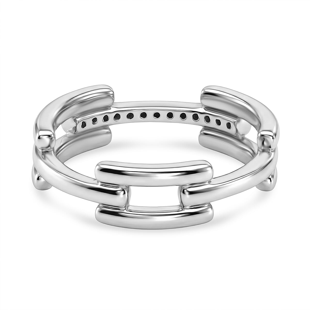 Luxuriant - SI-G-H Lab Grown Diamond Link Band Ring in Rhodium Overlay Sterling Silver