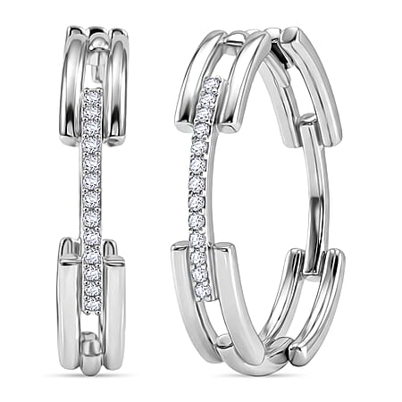 LUXURIANT Lab Grown Diamond Full Hoop Earring in Rhodium Overlay Sterling Silver (SI-G-H)