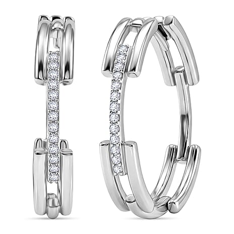 LUXURIANT SI-G-H Lab Grown Diamond Full Hoop Earring in Rhodium Overlay Sterling Silver