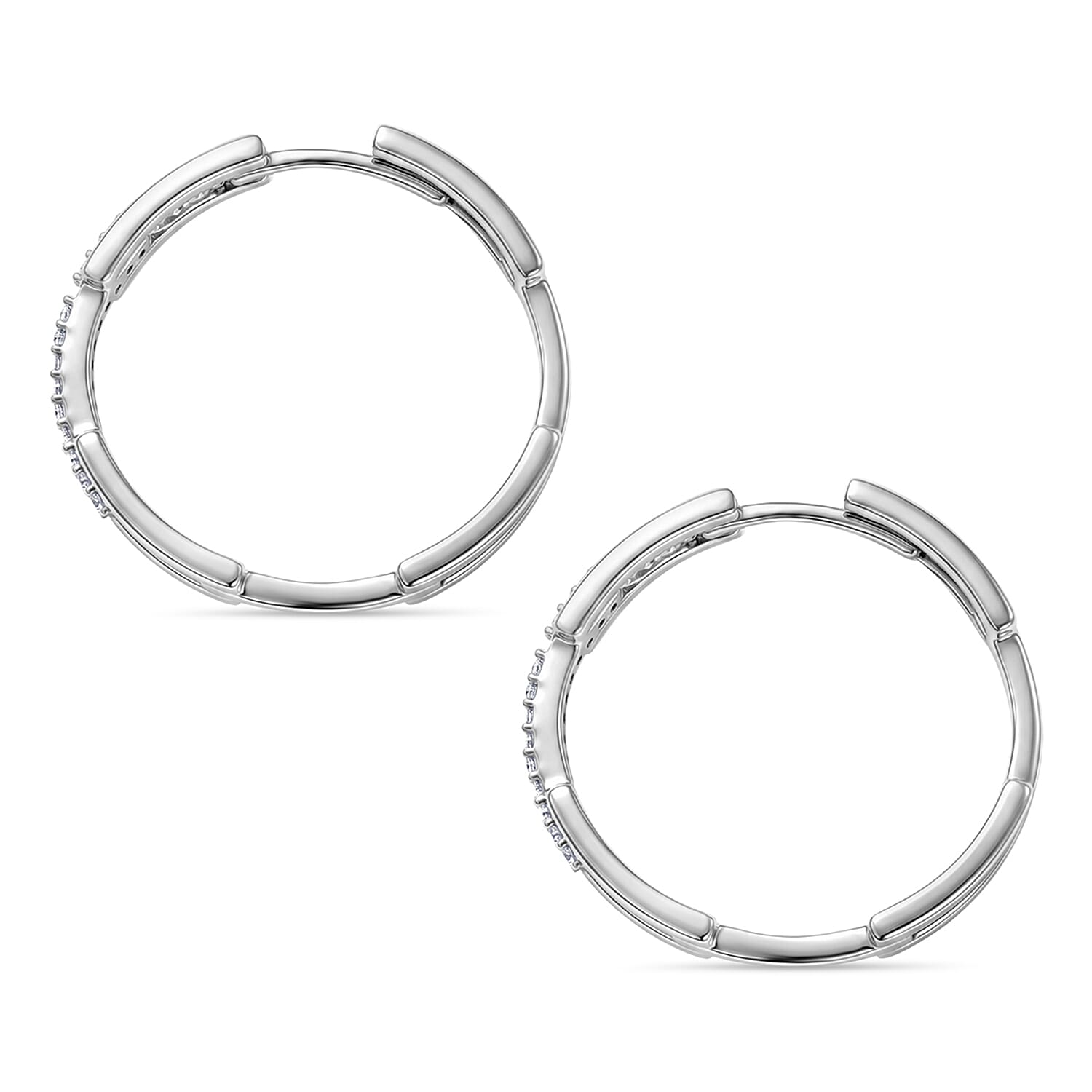 LUXURIANT SI-G-H Lab Grown Diamond Full Hoop Earring in Rhodium Overlay Sterling Silver