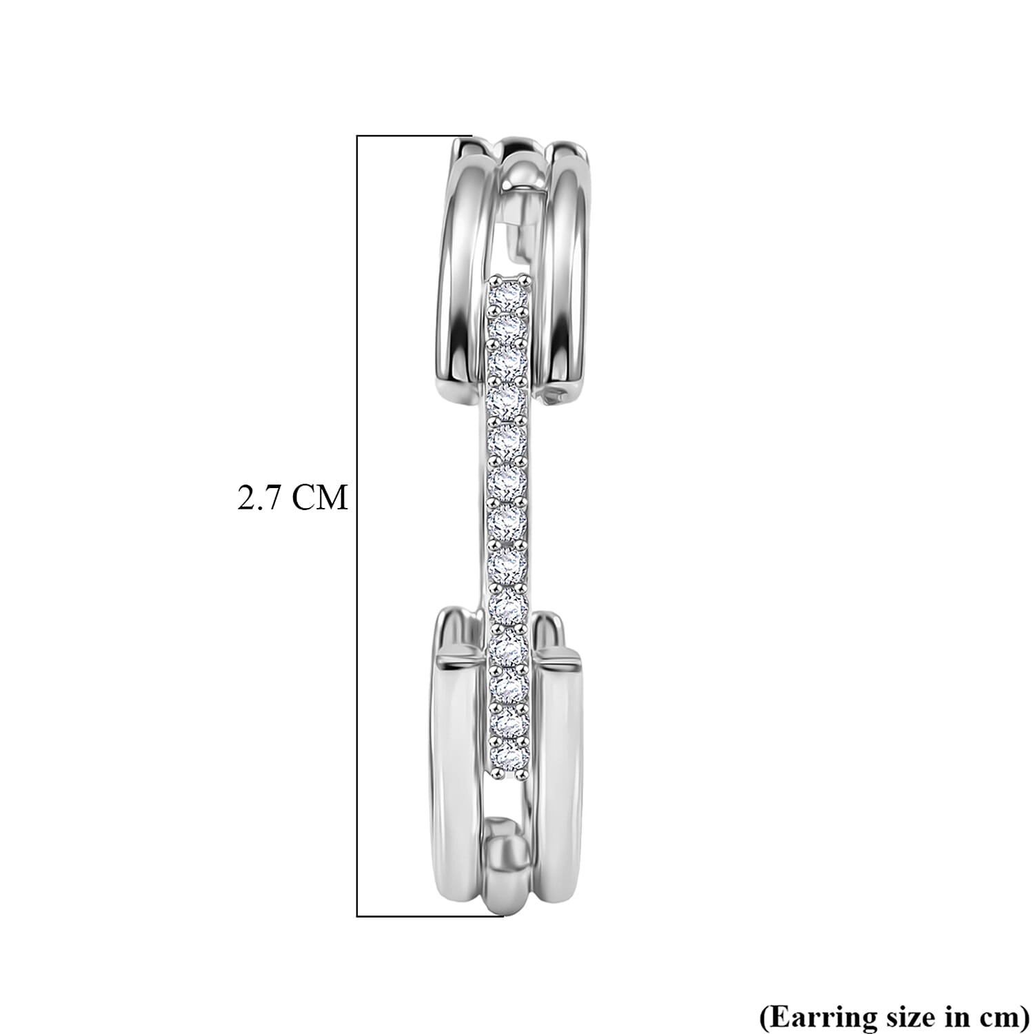 LUXURIANT SI-G-H Lab Grown Diamond Full Hoop Earring in Rhodium Overlay Sterling Silver