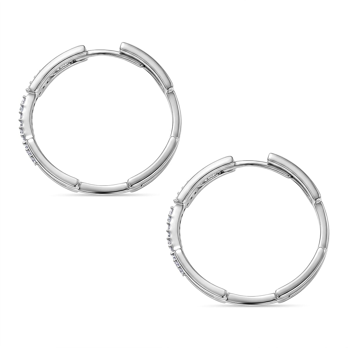 Royal Bali Collection - Luxuriant SI-G-H Lab Grown Diamond Full Hoop Earring in Rhodium Overlay Sterling Silver