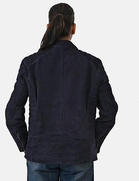 Valissiere Women's 100% Genuine Leather Suede Bomber Jacket