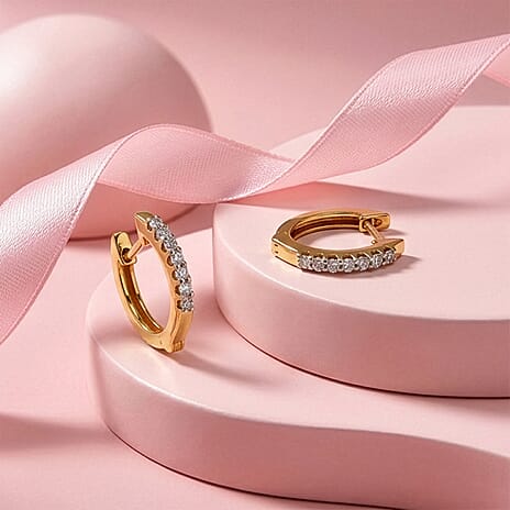 Luxuriant SI-G-H Lab Grown Diamond Full Hoop Earring in Yellow Gold Plated Sterling Silver