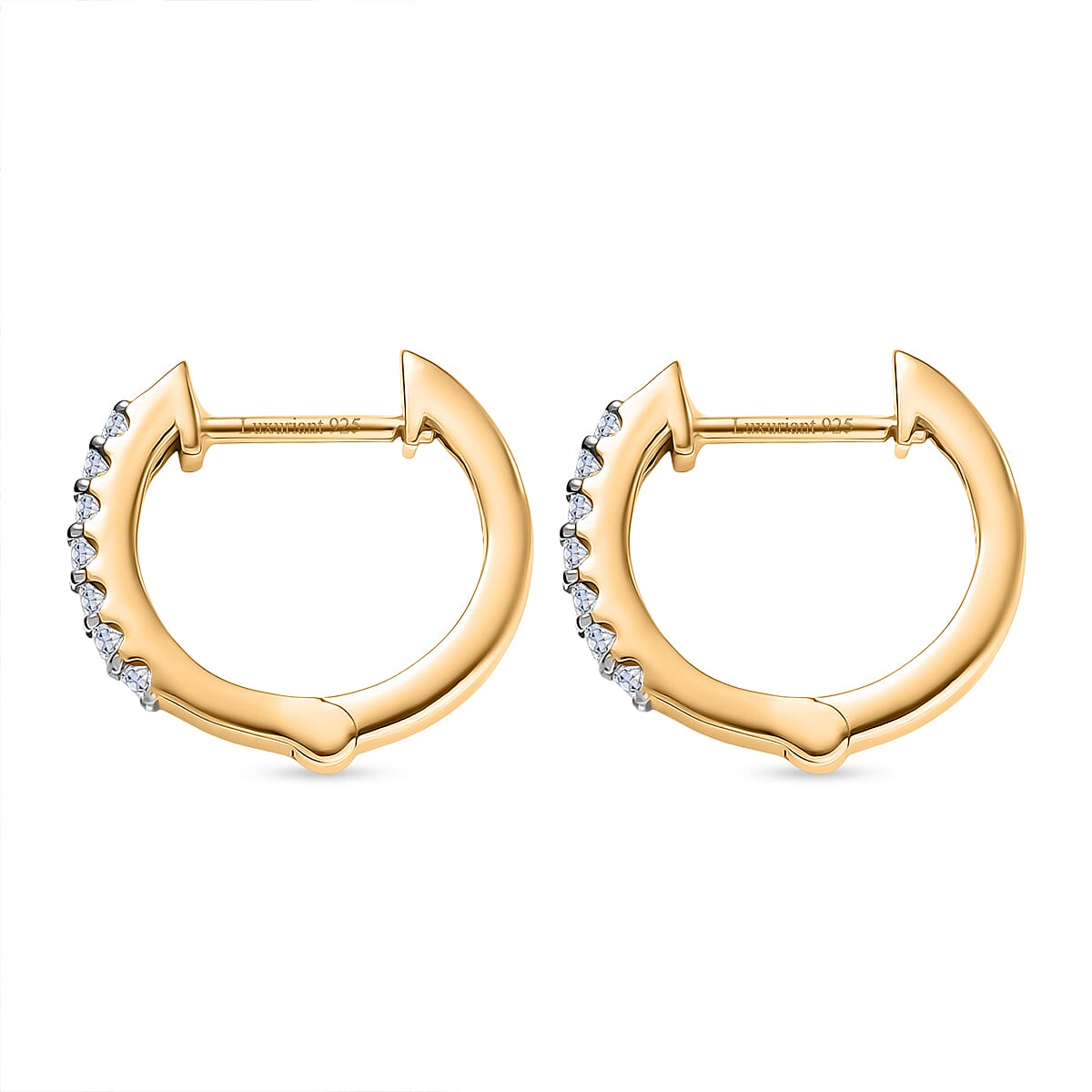 Luxuriant SI-G-H Lab Grown Diamond Full Hoop Earring in Yellow Gold Plated Sterling Silver