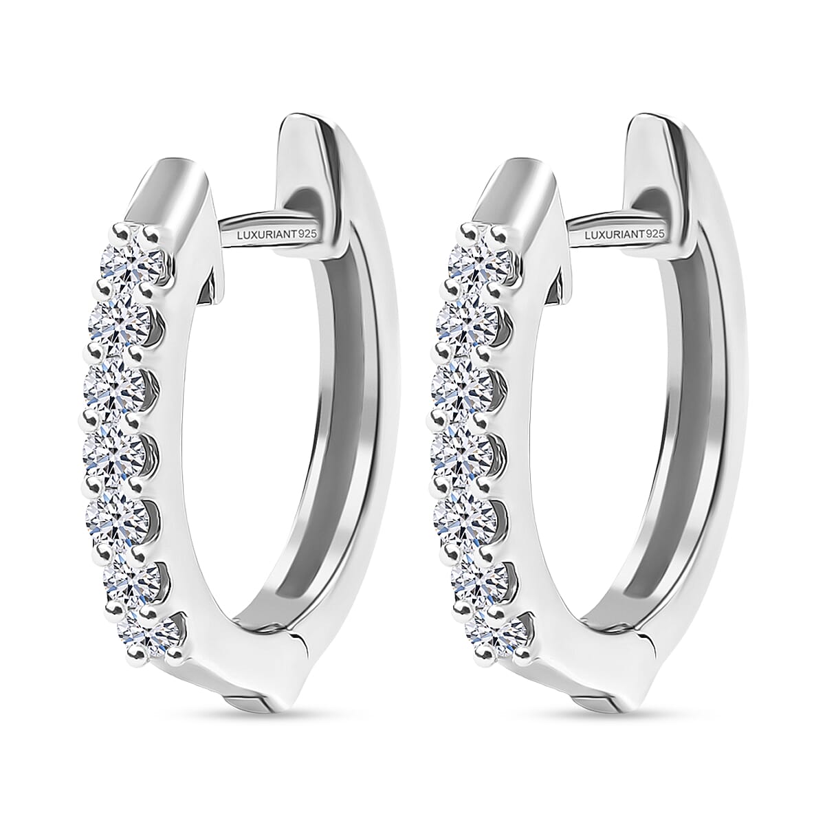 Luxuriant SI-G-H Lab Grown Diamond Full Hoop Earring in Rhodium Overlay Sterling Silver