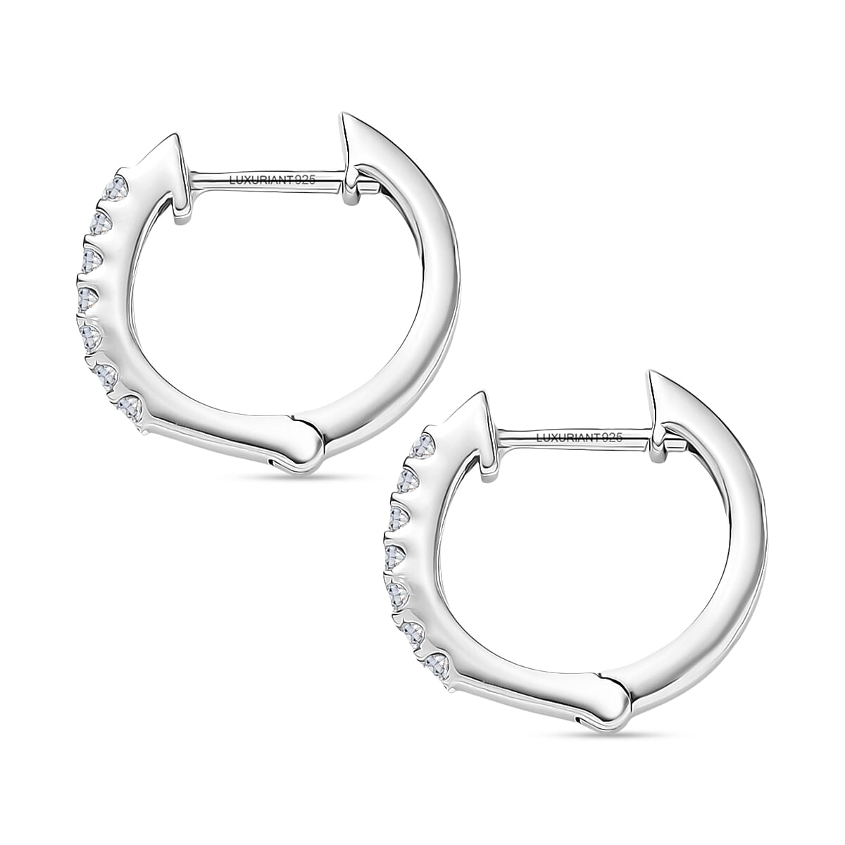 Luxuriant SI-G-H Lab Grown Diamond Full Hoop Earring in Rhodium Overlay Sterling Silver