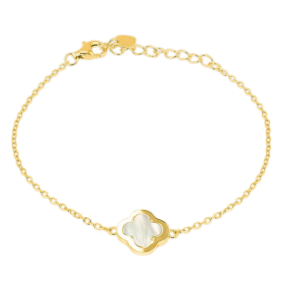 Mother Of Pearl, Cubic Zirconia Bracelet (Size - 7.5) Sterling Silver  0.300  Ct.