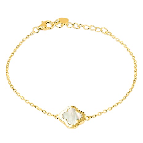 Mother Of Pearl, Cubic Zirconia Bracelet (Size - 7.5) Sterling Silver  0.300  Ct.