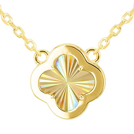 Mother Of Pearl & Cubic Zirconia Necklace (Size - 18 Inch with Ext) in Gold Plated Sterling Silver