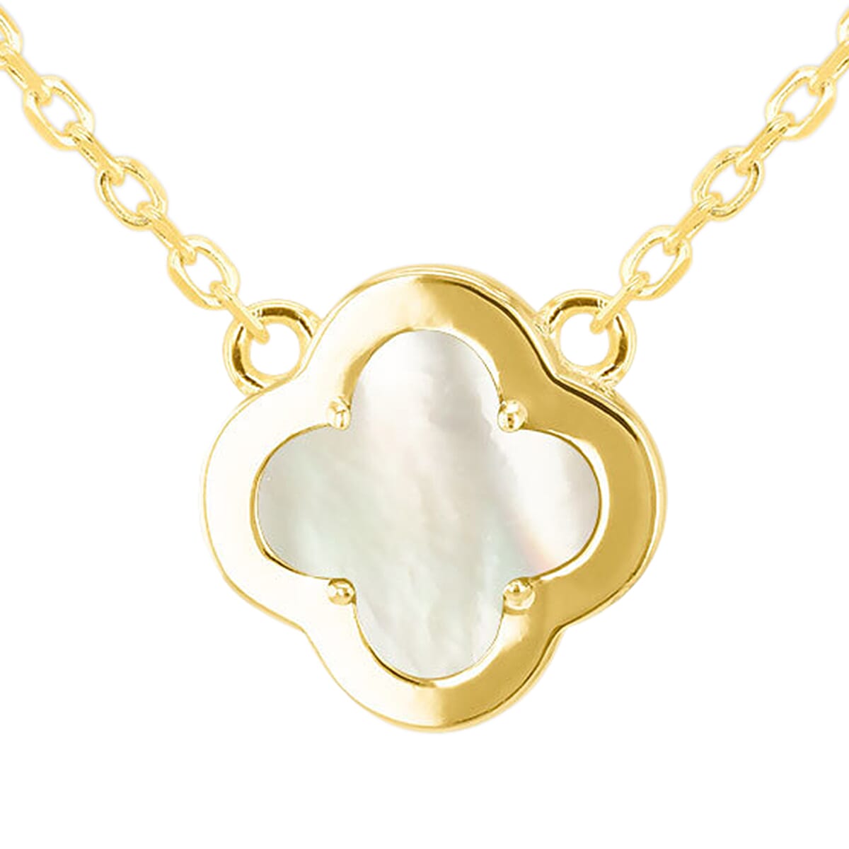 Mother Of Pearl, Cubic Zirconia Necklace (Size - 18) Sterling Silver  0.300  Ct.