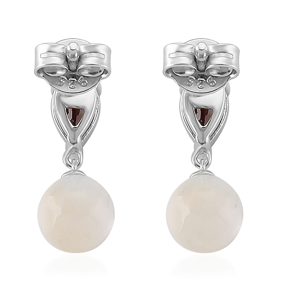 D'Joy Rhodolite Garnet, Mother Of Pearl Fancy Earring in Rhodium OverlaySterling Silver  1.420  Ct.