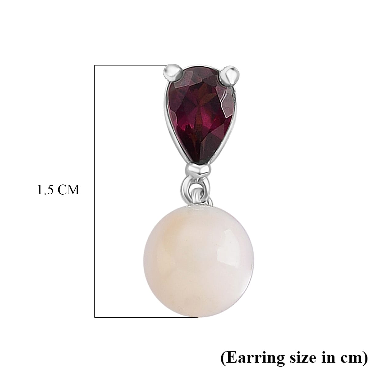 D'Joy Rhodolite Garnet, Mother Of Pearl Fancy Earring in Rhodium OverlaySterling Silver  1.420  Ct.
