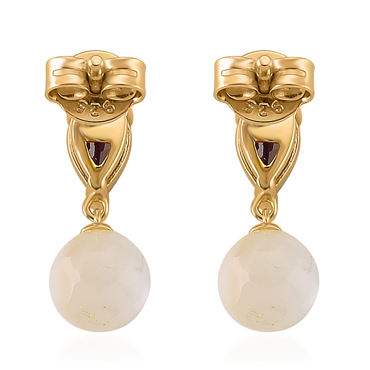 D'Joy Rhodolite Garnet, Mother Of Pearl Fancy Earring Sterling Silver  1.420  Ct.