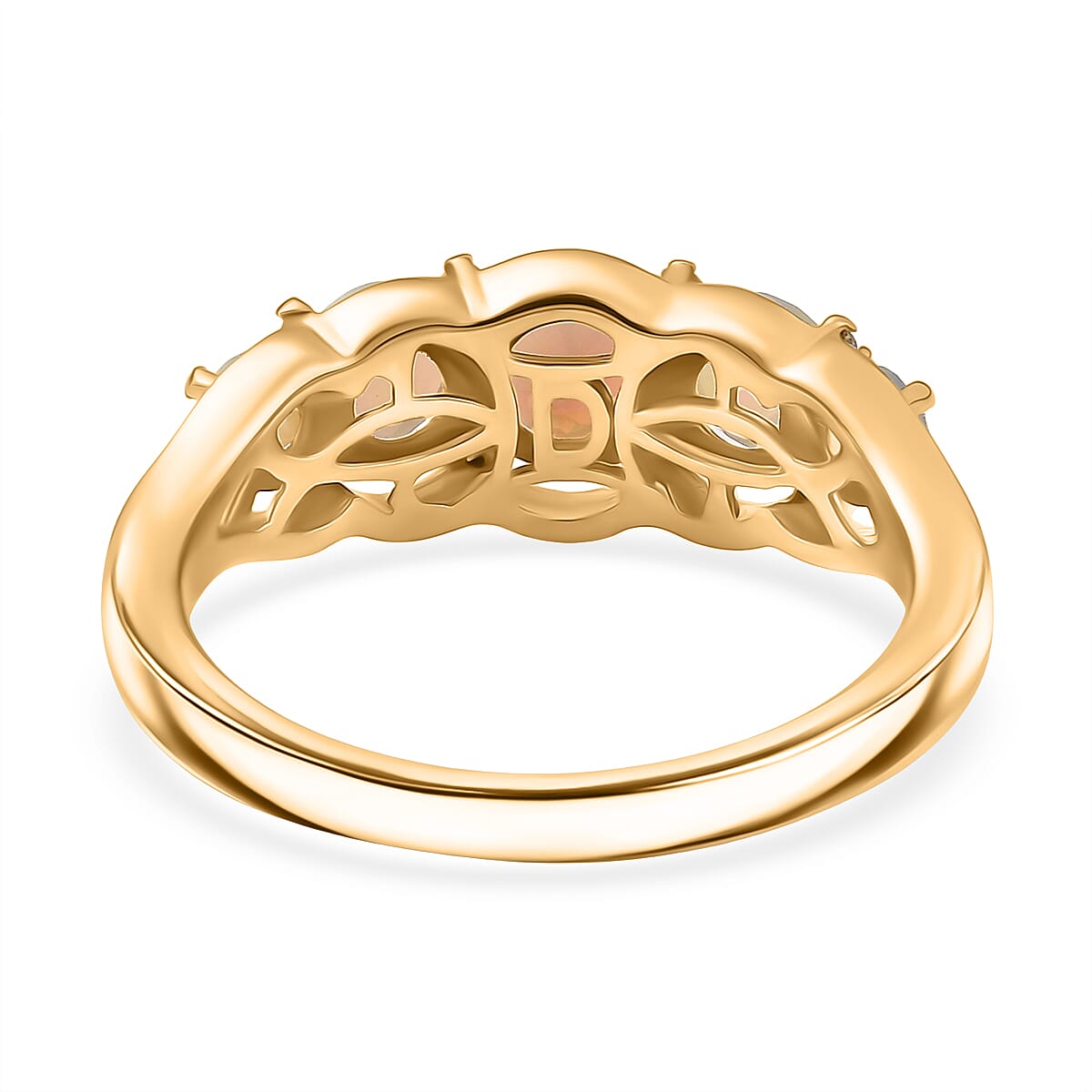 D'Joy Ethiopian Opal, White Zircon Fancy Ring in 18K YG PlatingSterling Silver  0.948  Ct.