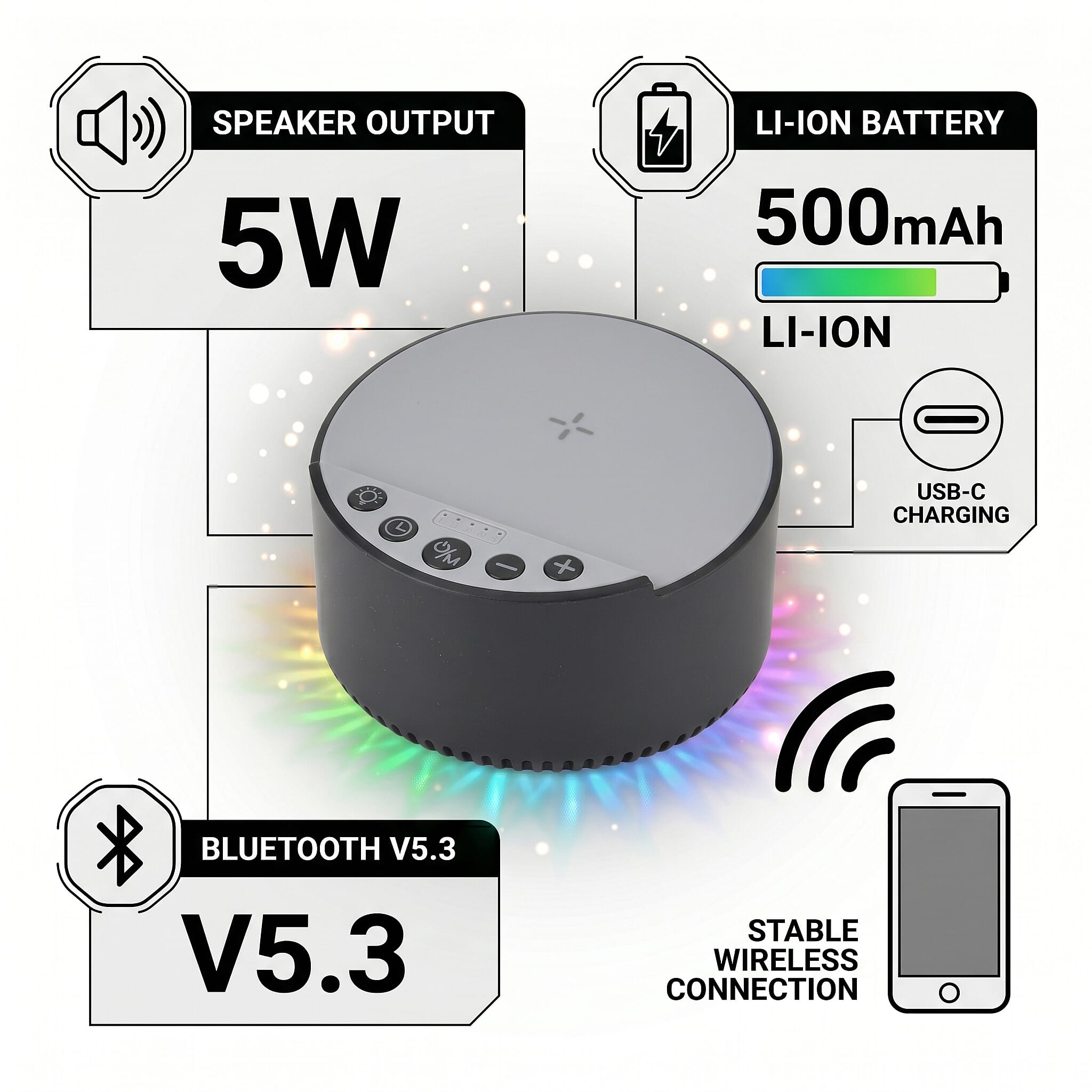 LIVMORE Bluetooth Speaker (Size 1x57 cm) - Black & White
