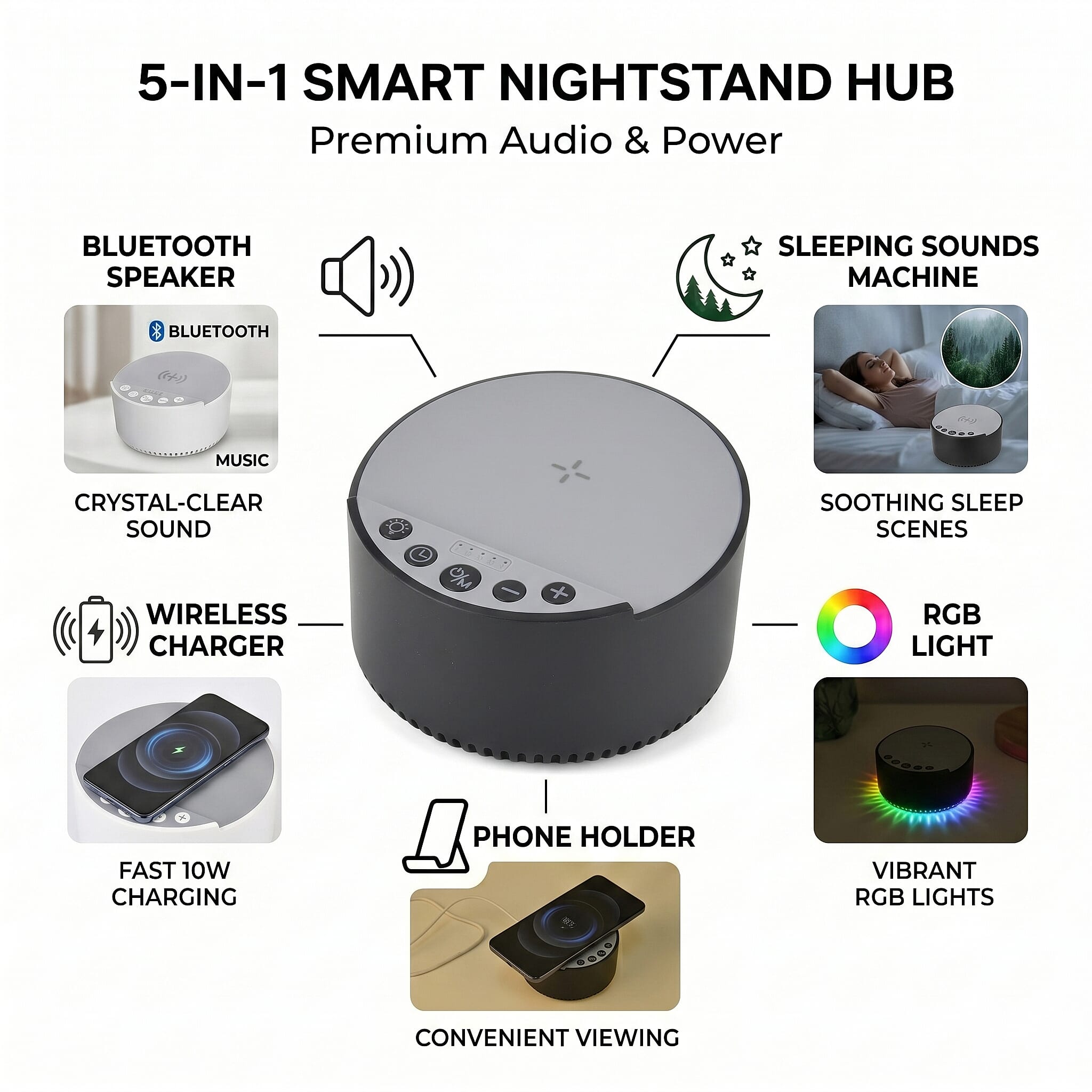 LIVMORE Bluetooth Speaker (Size 1x57 cm) - Black & White