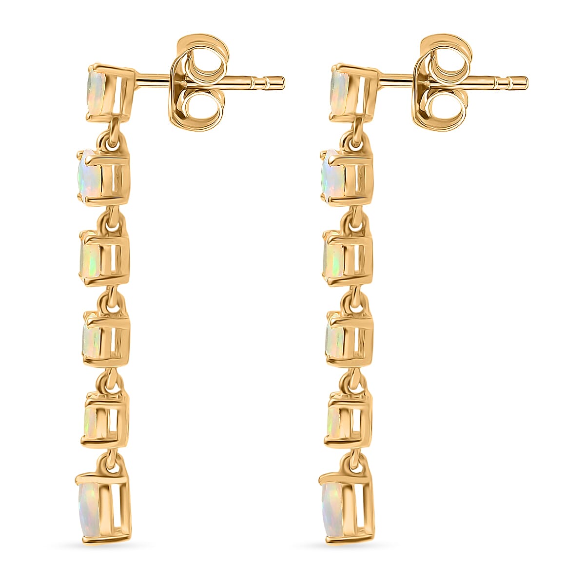 D'Joy Faceted Ethiopian Opal Dangling Earring with Push Back in Yellow Gold Plated Sterling Silver 1.27 Ct.