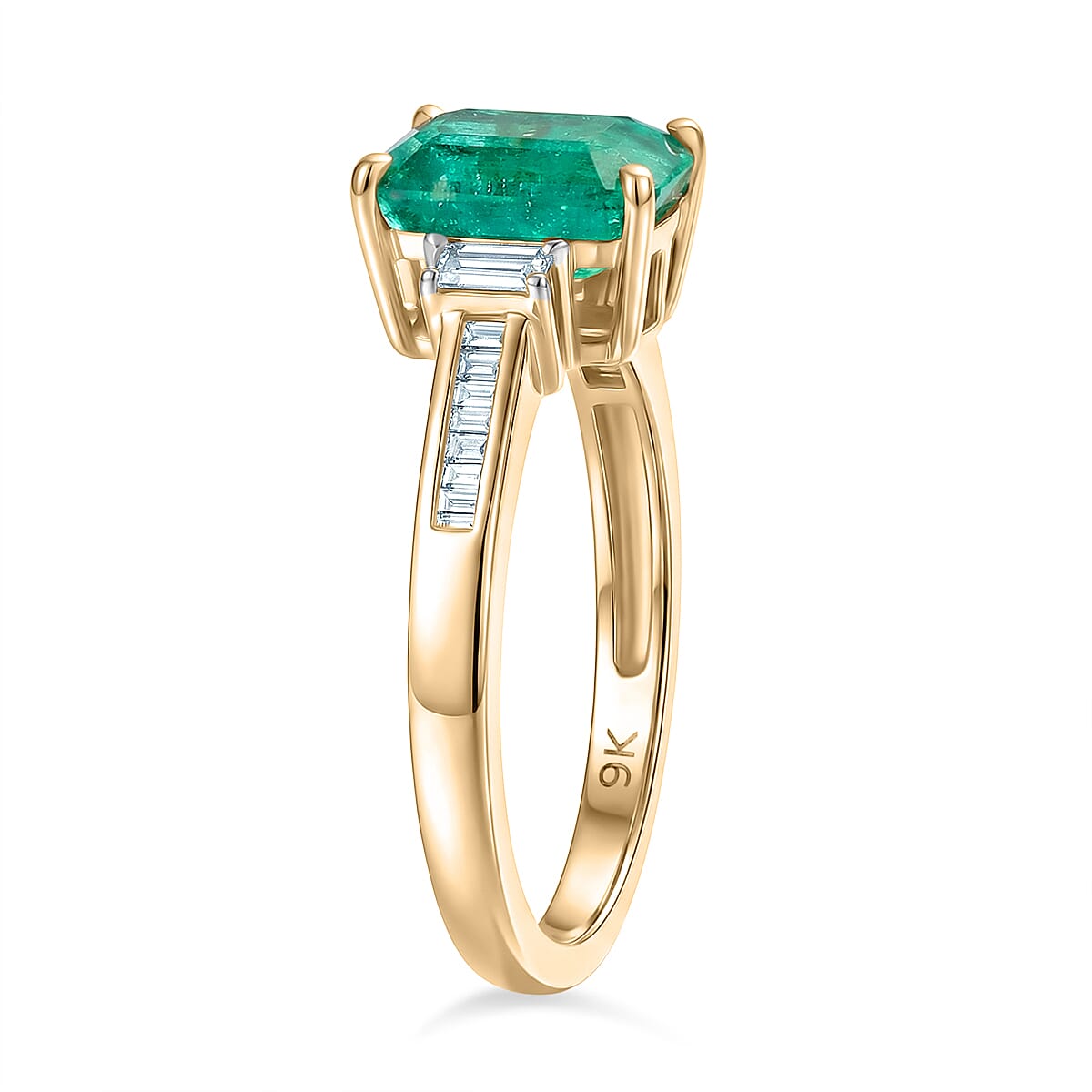 TONY DINIZ COLLECTION - 9K Yellow Gold AAA Gemfields Zambian Emerald & Natural White Diamond Ring 1.72 Ct.