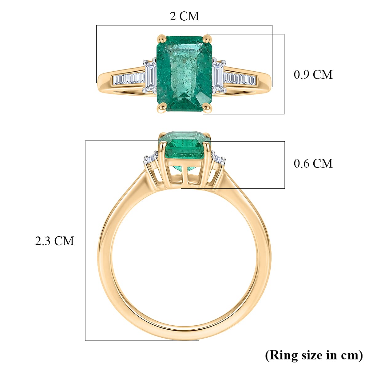 TONY DINIZ COLLECTION - 9K Yellow Gold AAA Gemfields Zambian Emerald & Natural White Diamond Ring 1.72 Ct.