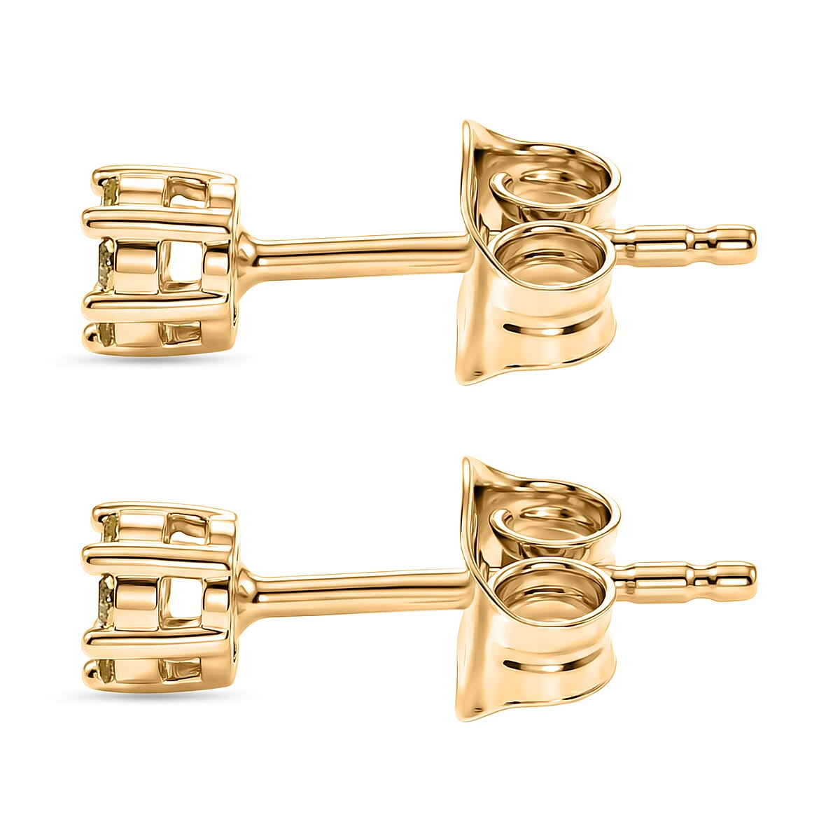 D'Joy Yellow Diamond Stud Push Back Earring in 18K Vermeil Yellow Gold Plated Sterling Silver