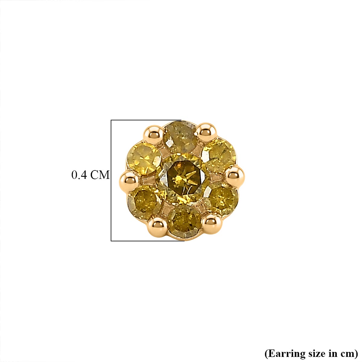 D'Joy Yellow Diamond Stud Push Back Earring in 18K Vermeil Yellow Gold Plated Sterling Silver