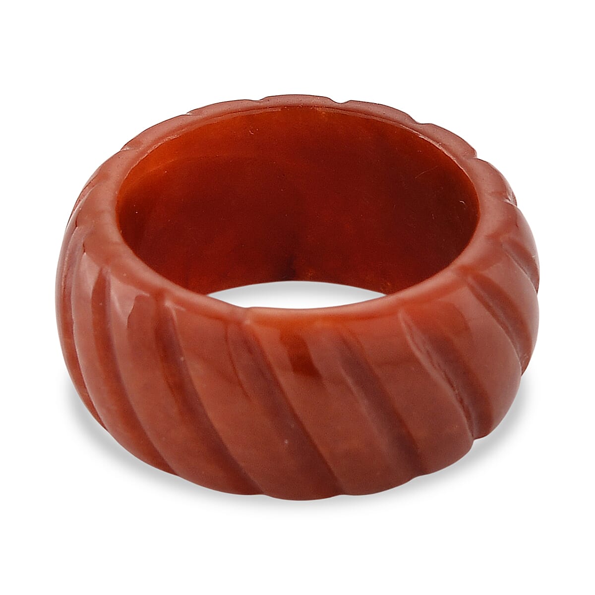 Enhanced Red Jade Textured Band Ring 33.00 Ct.