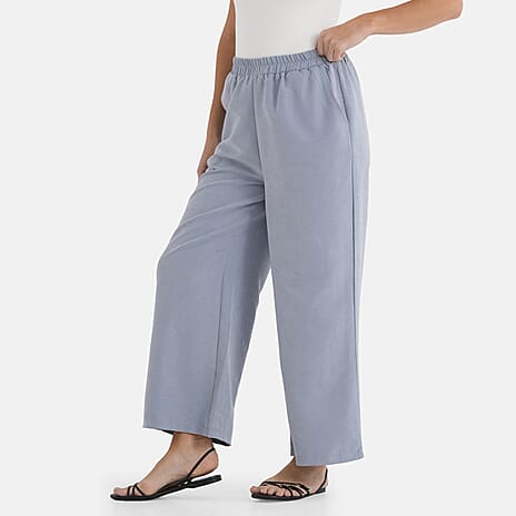 - Maisi Wide-Leg Lightweight Casual Trouser (Size - M) - Blue
