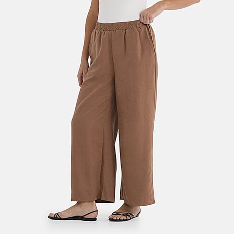 - Maisi Wide-Leg Lightweight Casual Trouser (Size - L) - Brown