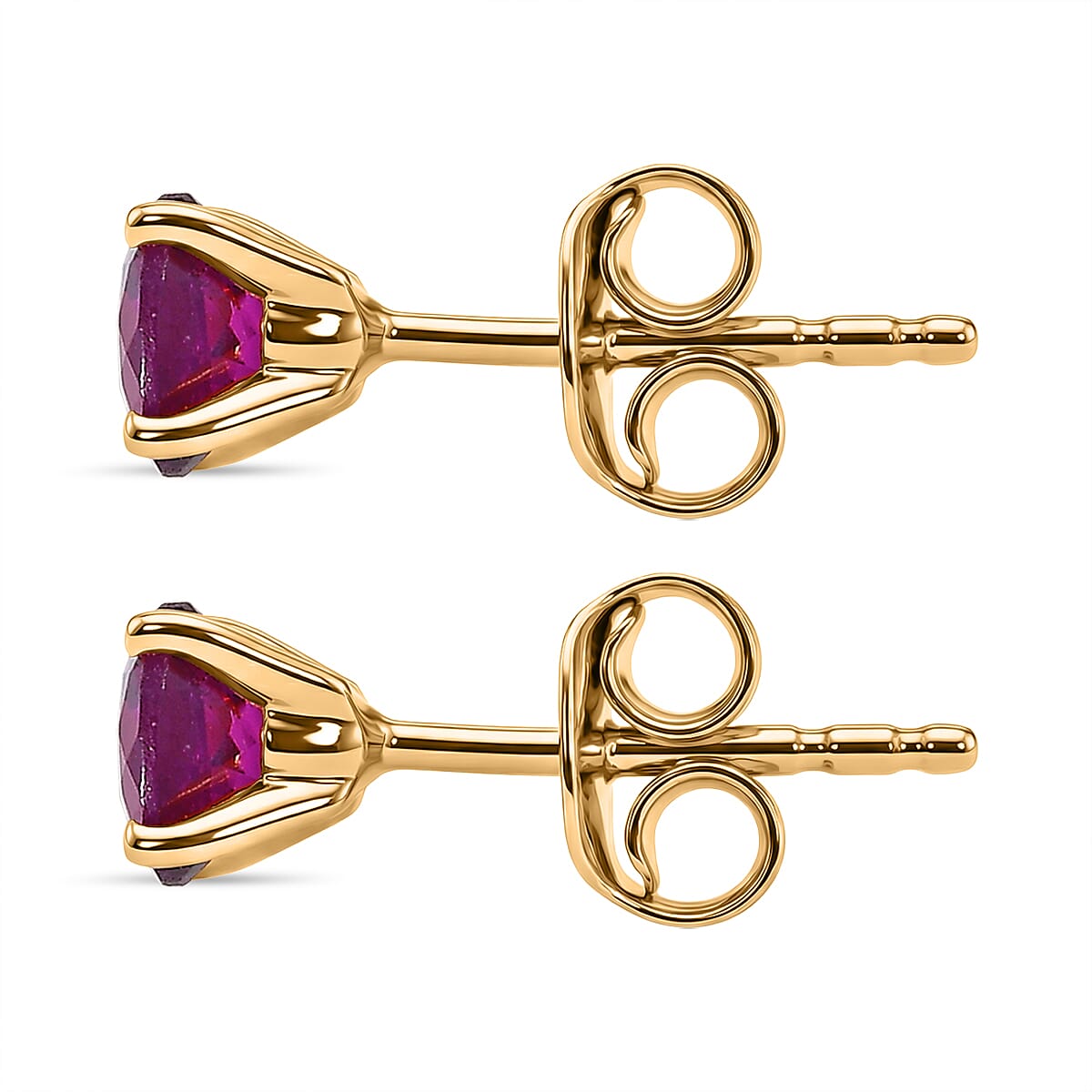 D'Joy Radiant Ember Garnet Solitaire Stud Push Post Earring in 18K YG PlatingSterling Silver  1.308  Ct.