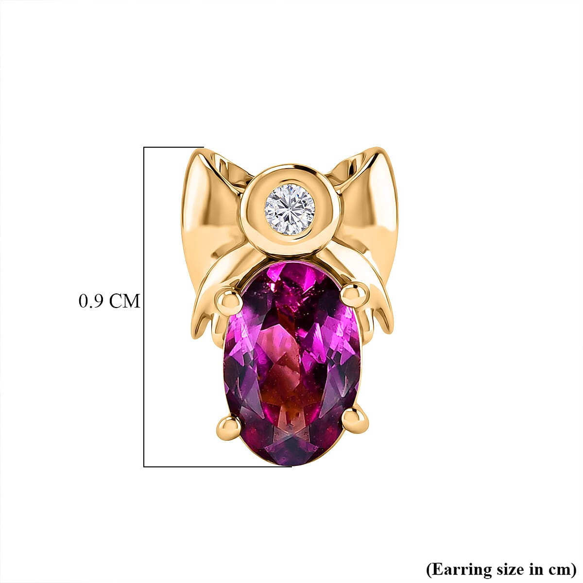 D'Joy Radiant Ember Garnet, Lab Grown Diamond Solitaire Stud Push Post Earring in 18K YG PlatingSterling Silver  1.222  Ct.