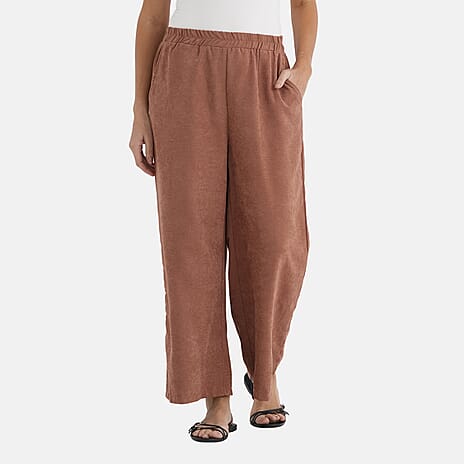 - Maisi Wide-Leg Lightweight Casual Trouser (Size - M) - Brown