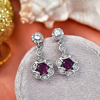 https://tjcuk.sirv.com/Products/84/2/8426185/D-Joy-Radiant-Ember-Garnet-White-Zircon-Dangling-Earring-in-Rhodium-Ov_8426185_1.jpg?w=342&h=342