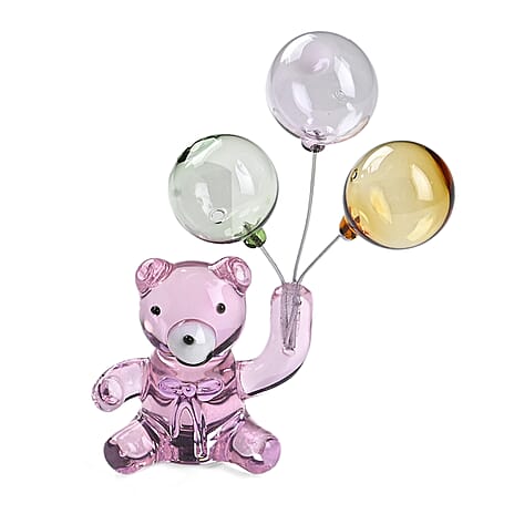 Livmore Glass Bear with Balloon Decor - Pink
