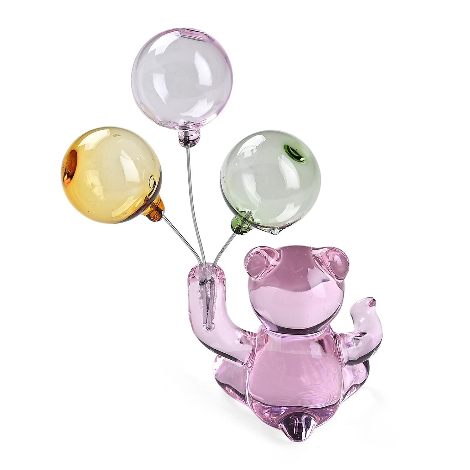 Livmore Glass Bear with Balloon Decor - Pink