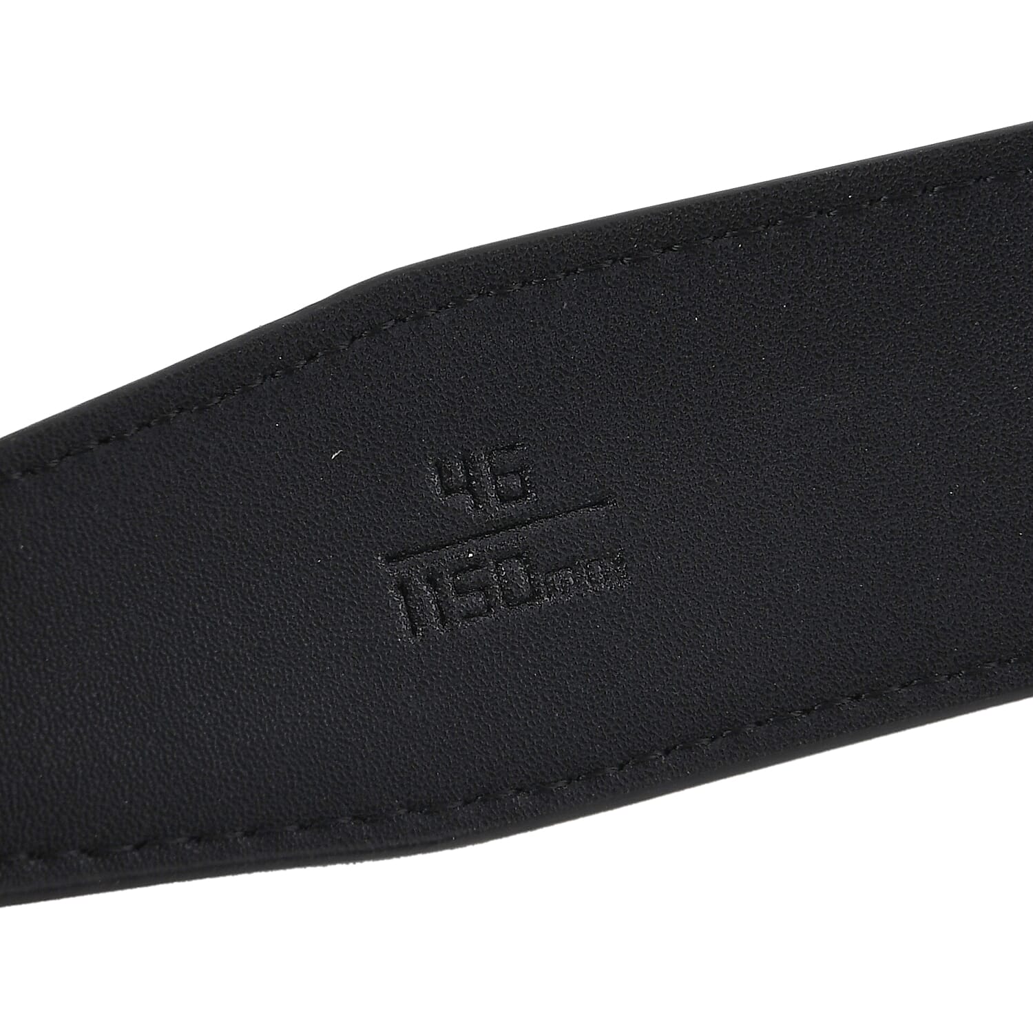 Genuine Leather Designer Belt with Elegant Interlocking Geometric Buckle (115 x 3.5cm) - Black