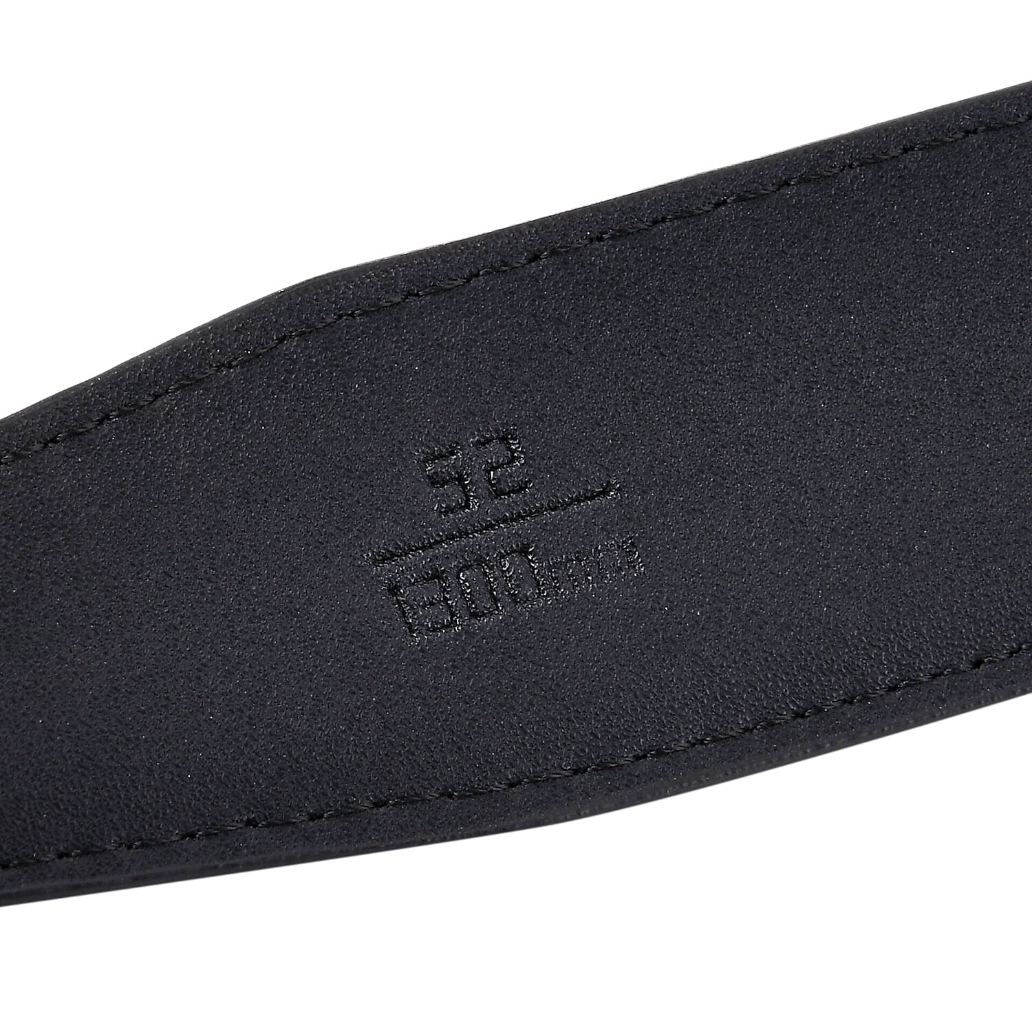 Genuine Leather Designer Belt with Elegant Interlocking Geometric Buckle (130 x 3.5cm) - Black