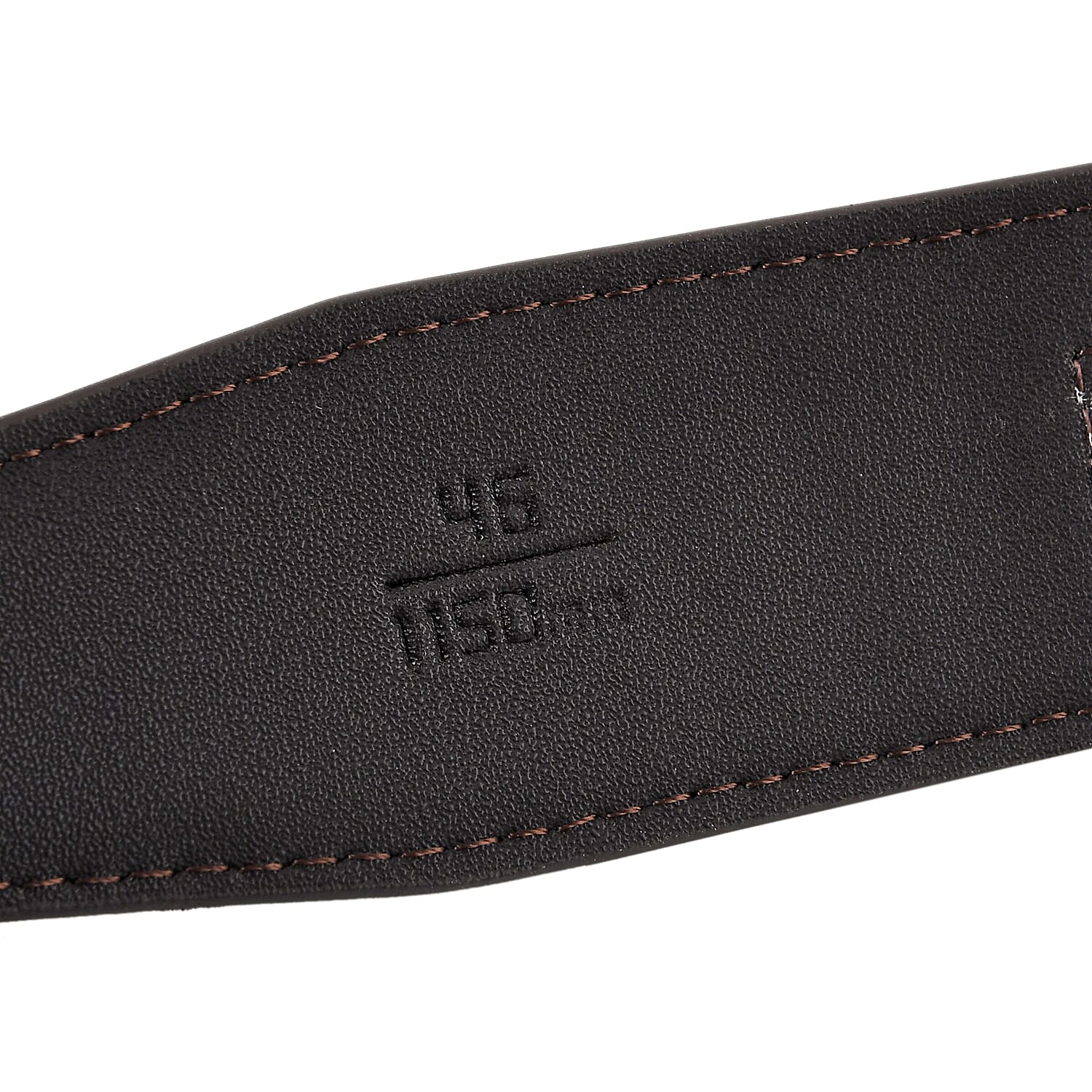 Genuine Leather Designer Belt with Elegant Interlocking Geometric Buckle (115 x 3.5cm) - Dark Brown