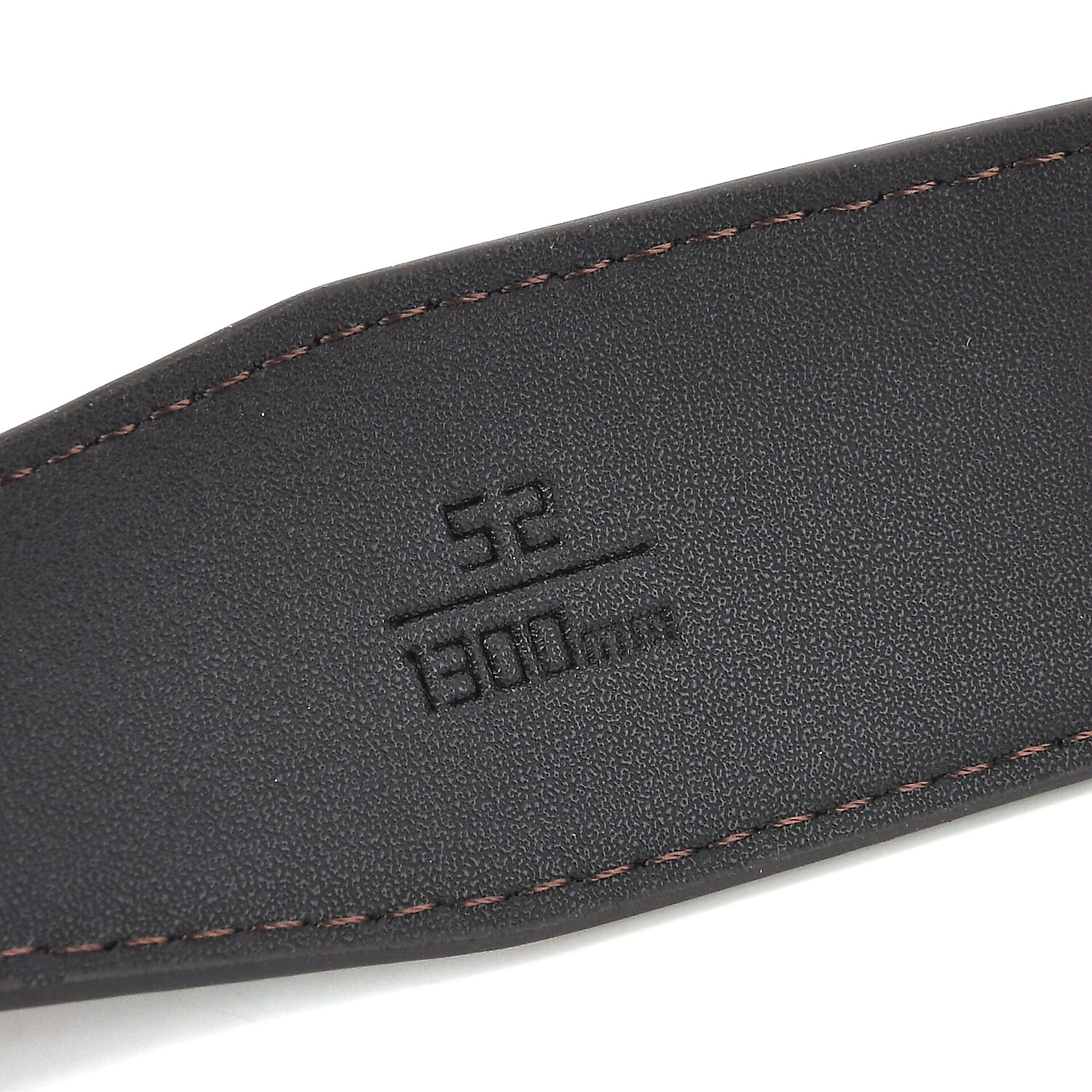 Genuine Leather Designer Belt with Elegant Interlocking Geometric Buckle (130 x 3.5cm) - Dark Brown