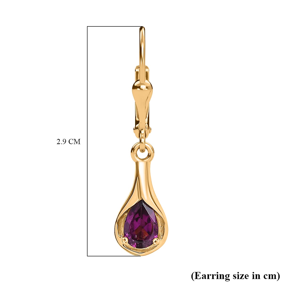 D'Joy Radiant Ember Garnet Solitaire Stud Push Post Earring in 18K YG PlatingSterling Silver  0.968  Ct.