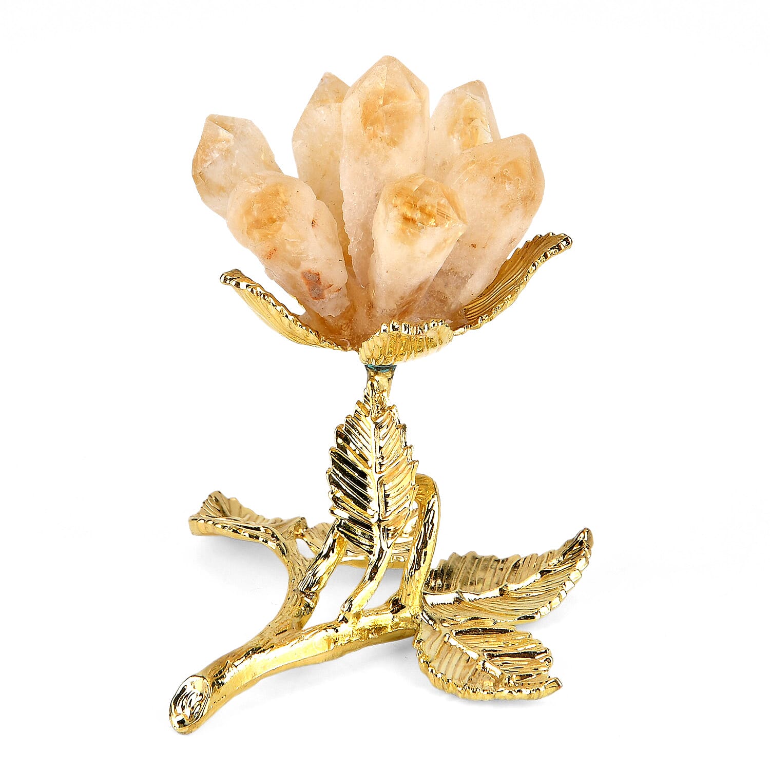 LIVMORE Decorative Crystal Flower Tabletop with Gold Metal Base - Gold