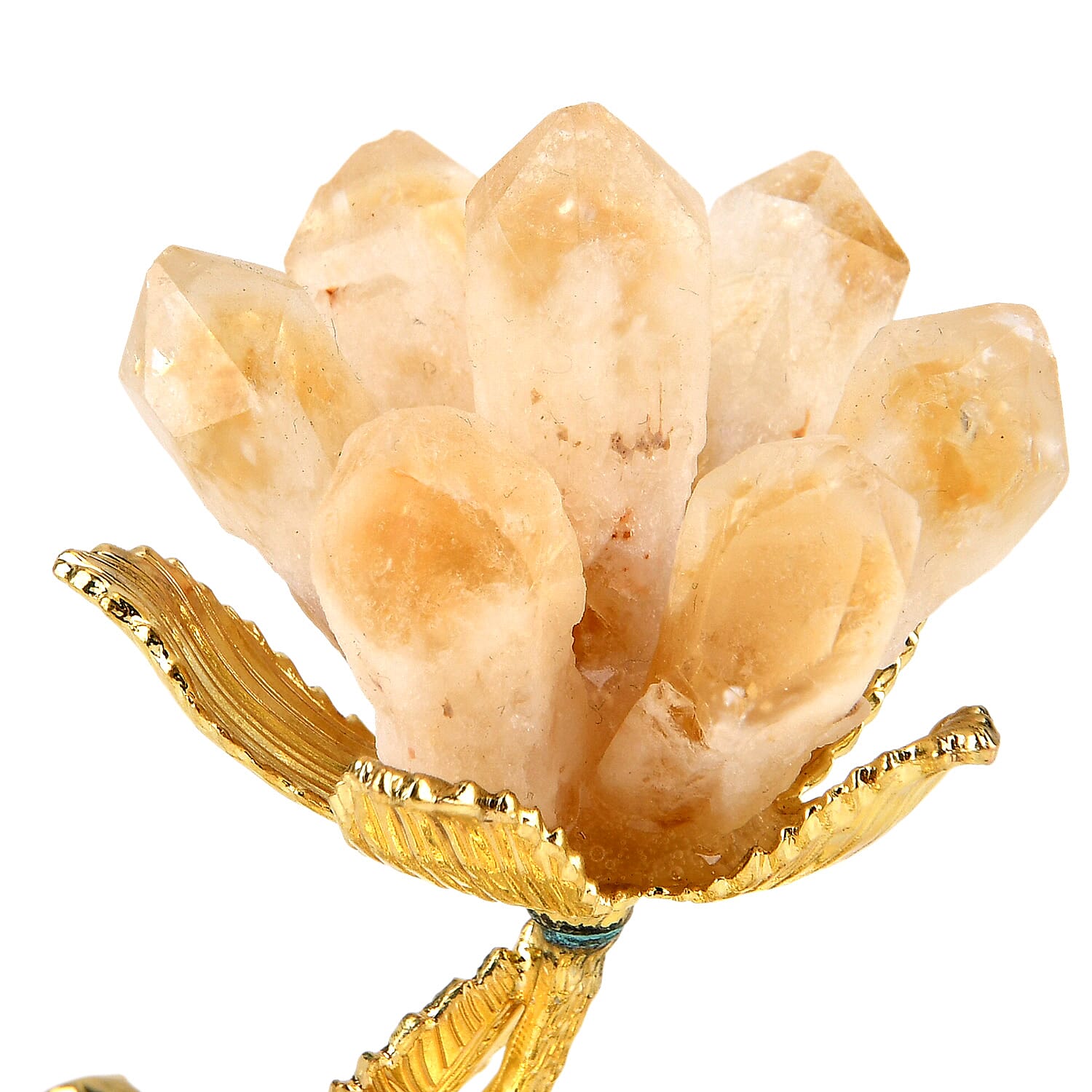 LIVMORE Decorative Crystal Flower Tabletop with Gold Metal Base - Gold
