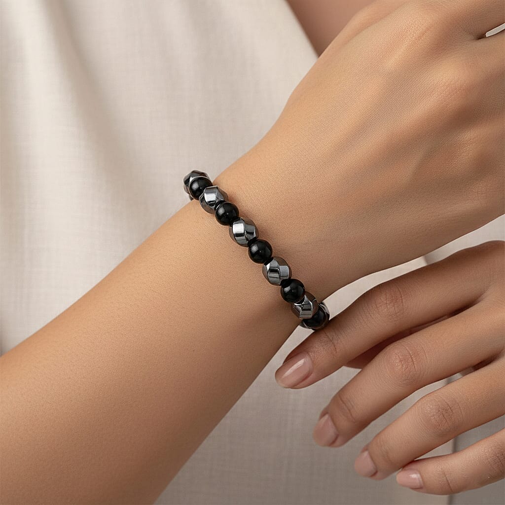 Hematite & Shungite Adjustable Bracelet (Size 7-7.5) 180.00 Ct.