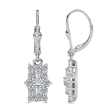 D'Joy Moissanite Boat Earring with Lever Back in Platinum Overlay Sterling Silver