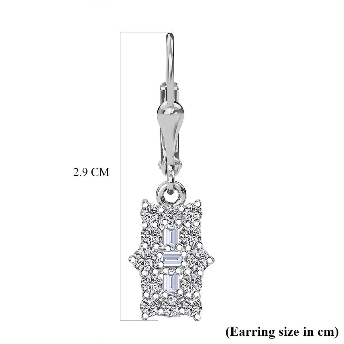 D'Joy Moissanite Cluster Earring with Lever Back in Platinum Overlay Sterling Silver