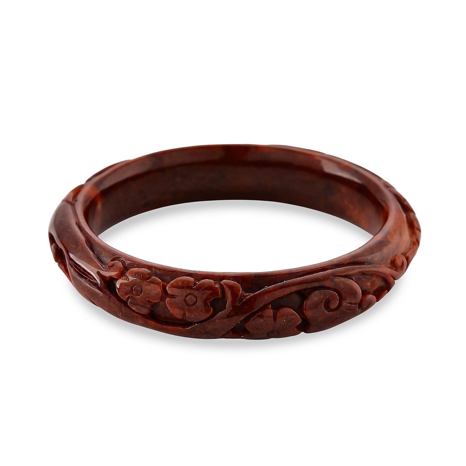 Red Jade Carved Phoenix  Bangle (Size - 8) 260.85 Ct.