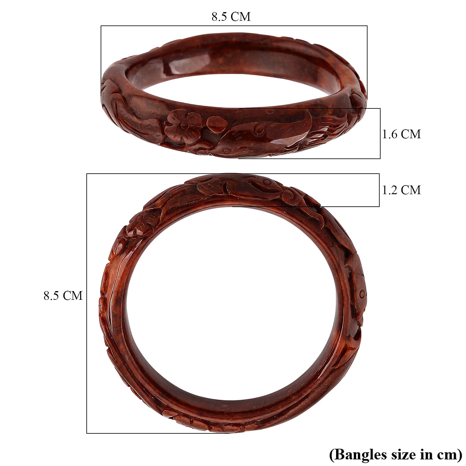 Red Jade Carved Phoenix  Bangle (Size - 8) 260.85 Ct.
